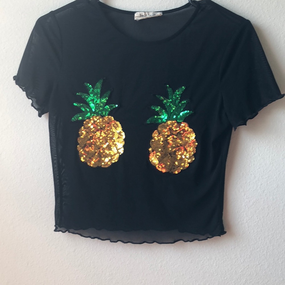 Pineapple Sequin Crop Top